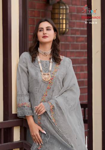 DN 1123 BY SHREE FAB DESIGNER ORGANZA SALWAR SUIT WHOLESALER IN INDIA